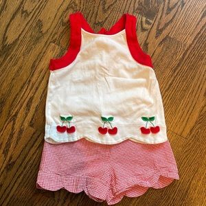 Florence Eisman scalloped cherry shorts set